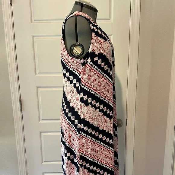 Red white and navy Sleeveless Scoop Neck Sundress - Picture 2 of 3